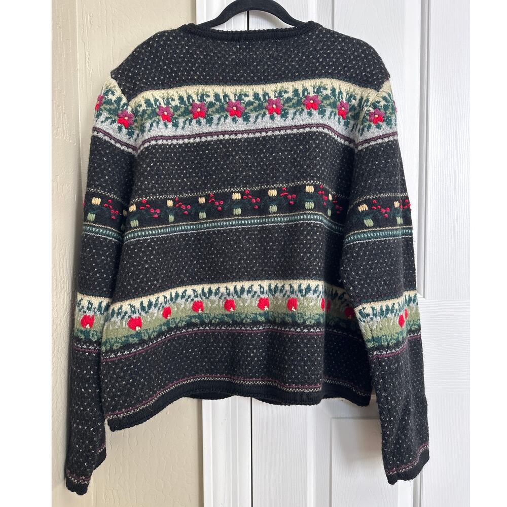 Vintage‎ Tally-Ho Creation Floral Wool Cardigan XL Cottagecore Grannycore - Picture 4 of 7